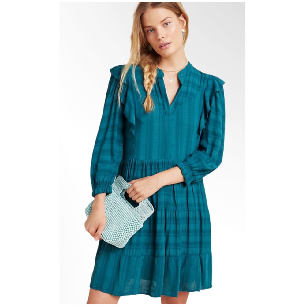 NWT Anthropologie AMADI XS Dress Turquoise New